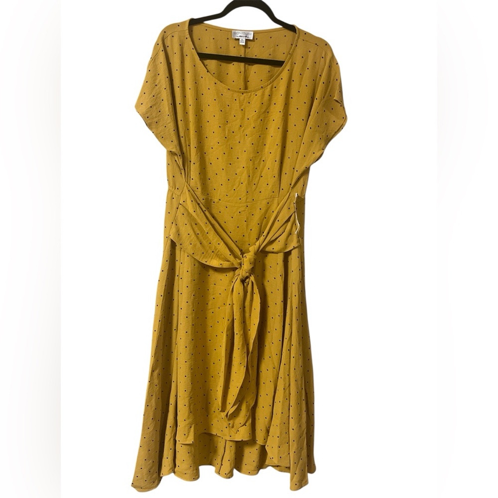 Signature by Robbie Bee Polka Dot Mustard Dress